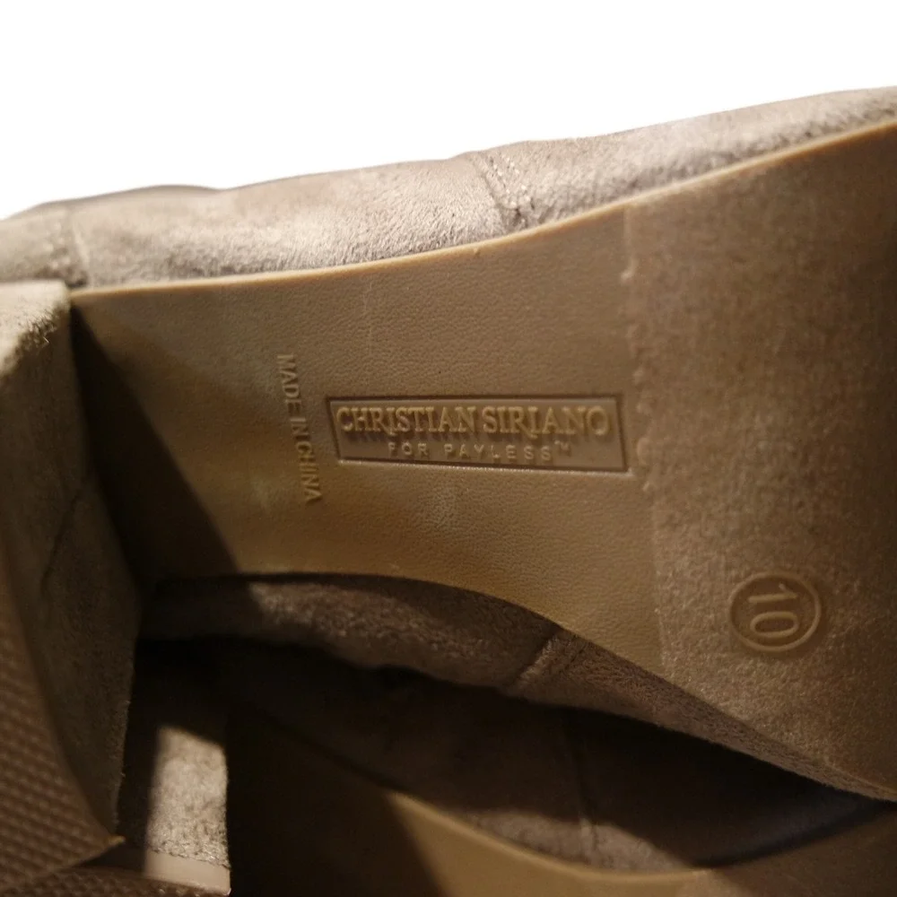 Christian Siriano Taupe Faux Suede Over The Knee Block Heel Boots Womens 10